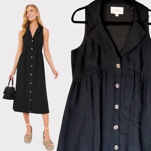 Pomander Place Navy Button-Down Midi Dress